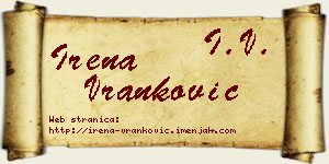 Irena Vranković vizit kartica